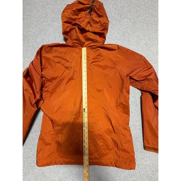 Patagonia Mens Orange Ripstop Nylon Hooded Rain Jacket Shell Small Waterproof